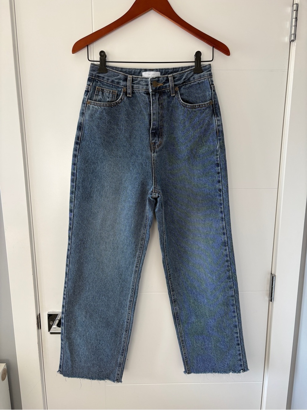 OAK + FORT High Rise Straight Leg Ankle Jeans
